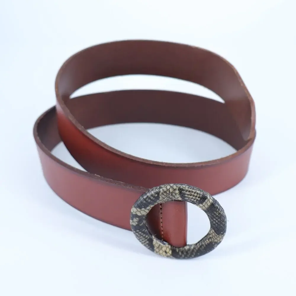 by Anthropologie Dora Snake Buckle Belt Brown Leather Adjustable Women's S